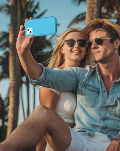 Compatible with iPhone 13& iPhone 14 Case [2 Screen Protectors ] Military Grade Full Body Cover, Heavy Duty Shockproof Drop Proof Protection Case 6.1"(Light Blue) - color: light blue