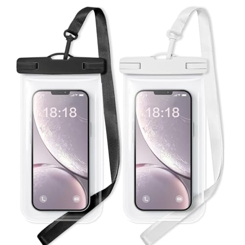 Waterproof Phone Pouch Compatible for iPhone 7in - Black and White | IPX8 Waterproof Case, Beach Travel Must Haves, Beach Essential, Dry Bag, 2 Pack, for iPhone 17/16/15/14/13/12 Pro Max - color: A2-Black and White