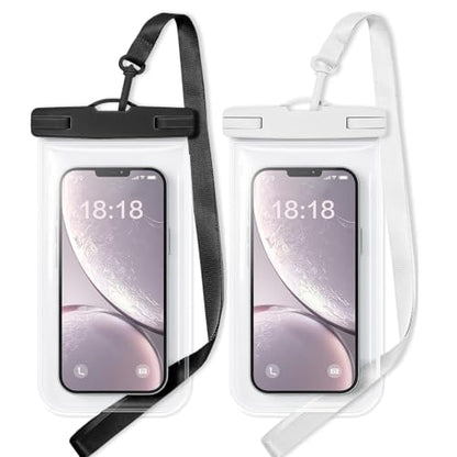 Waterproof Phone Pouch Compatible for iPhone 7in - Black and White | IPX8 Waterproof Case, Beach Travel Must Haves, Beach Essential, Dry Bag, 2 Pack, for iPhone 17/16/15/14/13/12 Pro Max - color: A2-Black and White