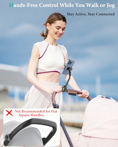 Stroller Phone Holder, Rigid Gooseneck Clamp for Round Bars