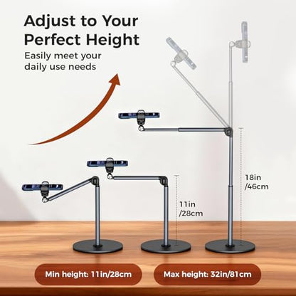 MoKo Overhead Tripod for iPhone, Heavy Duty Aluminum Overhead Phone Mount