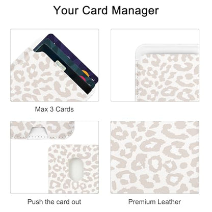 uCOLOR Upgraded Magnetic Cell Phone Wallet Card Holder-Compatible with MagSafe for iPhone 17/16/15/14/13/12 Series, Leather Magnetic Phone Wallet (Beige Leopard) - color: Beige Leopard
