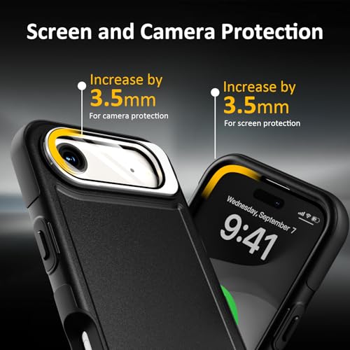 Follaroma Magnetic for iPhone 17 Air Case with Camera Stand, Black, 6.5" | Built-in Glass Camera Cover,Compatible with MagSafe,Heavy Duty Shockproof Protective,Military-Grade Anti-DropDual Layer Cover - color: Black, size: iPhone 17 Air 6.5''