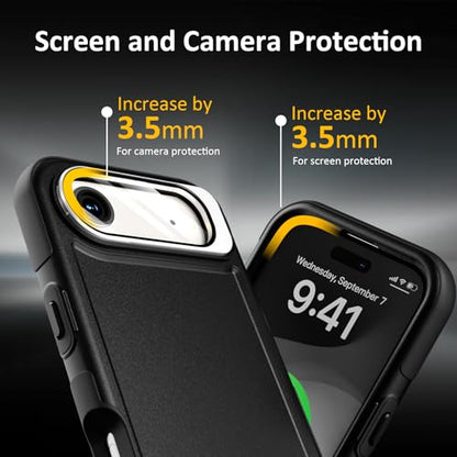 Follaroma Magnetic for iPhone 17 Air Case with Camera Stand, Black, 6.5" | Built-in Glass Camera Cover,Compatible with MagSafe,Heavy Duty Shockproof Protective,Military-Grade Anti-DropDual Layer Cover - color: Black, size: iPhone 17 Air 6.5''