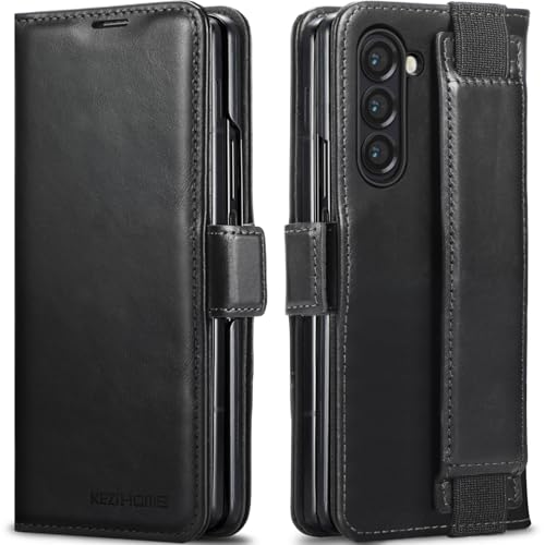 KEZiHOME Genuine Leather Wallet Case for Samsung Galaxy Z Fold 6 Black - color: Black, size: Galaxy Z Fold 6 Case