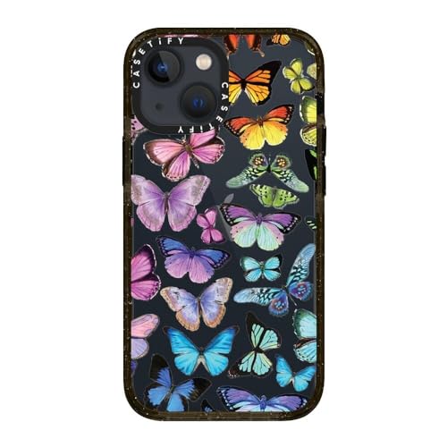 CASETiFY for iPhone 13 Mini Case - Impact | Slim Fit | 6.6 ft. Drop Protection | Butterfly Rainbow | Black - color: Butterfly Rainbow, size: Iphone 13 Mini (5.4")