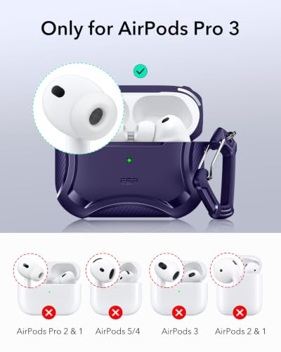 ESR for AirPods Pro 3 Case (2025), Magnetic Lid, Cyber Tough Series, Purple - color: Purple, size: AirPods Pro 3 Case