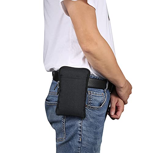 QBYVQQN Cell Phone Waist Belt Holster Mens, Waterproof Zipper Crossbody Smartphone Shoulder Messenger Bag Wallet Sling Bag - color: Black, size: 6.9 INCH