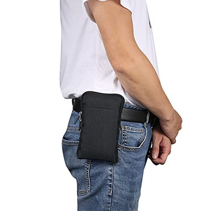 QBYVQQN Cell Phone Waist Belt Holster Mens, Waterproof Zipper Crossbody Smartphone Shoulder Messenger Bag Wallet Sling Bag - color: Black, size: 7.2 INCH