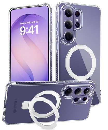 MIODIK for Samsung Galaxy S26 Ultra Case with Magnetic Stand, [Compatible with MagSafe] Clear Women Girl Phone Case, Protective Shockproof Cover for Galaxy S26 Ultra 6.9 Inch - Clear - color: Clear, size: Galaxy S26 Ultra