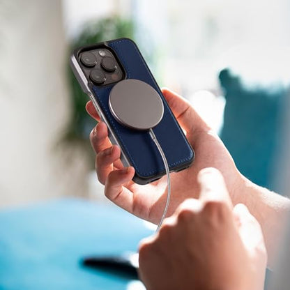 Dreem Empower Magnetic Wireless Charger Pad – Compatible with MagSafe for iPhone 18/17/16/15/14/13/12 & Qi-Certified Devices – Premium Vegan Leather [Royal] - color: Royal