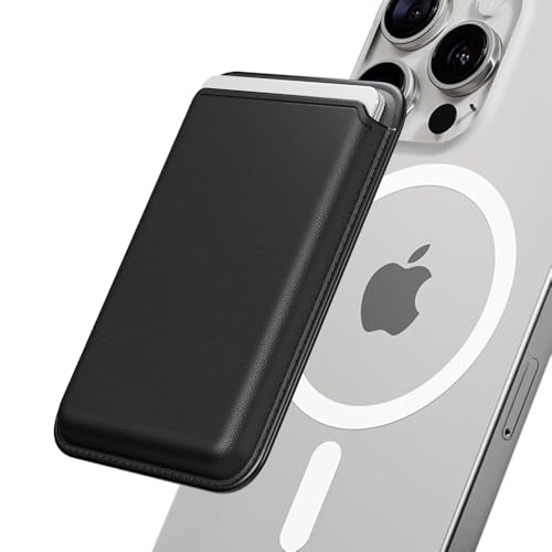 Sinjimoru Magnetic Card Wallet for MagSafe, Vegan Leather, Black - color: Black