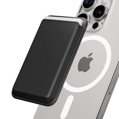 Sinjimoru Magnetic Card Wallet for MagSafe, Vegan Leather, Black - color: Black