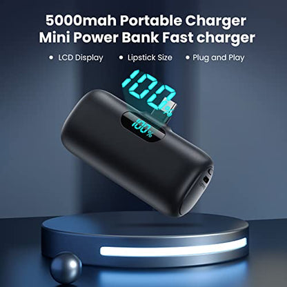 [2 Pack]Small Portable Charger for iPhone 17/16/15 Series,5000mAh 3A PD USB C Power Bank, Mini Travel Essentials Battery Pack for iPhone 17/17 Pro/16/16 Plus/16 Pro/15 Pro Max,Samsung,Android/LG etc - color: Black+Blue
