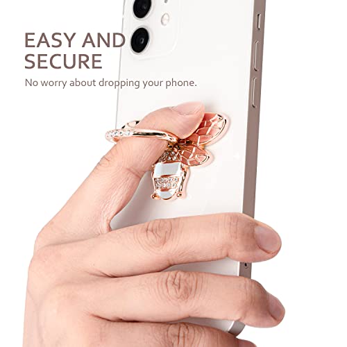 Cell Phone Ring Holder Finger Stand - Allengel Finger Ring Stand Grip 360 Degree Rotation (Gold Diamond) - color: rosegold white clear