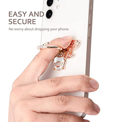 Cell Phone Ring Holder Finger Stand - Allengel Finger Ring Stand Grip 360 Degree Rotation (Gold Diamond) - color: rosegold white clear