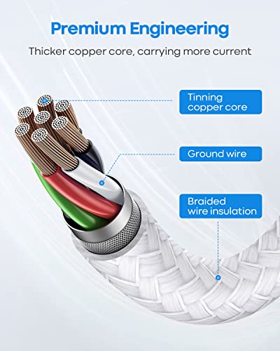etguuds USB C to USB C Cable 1ft, 2-Pack 60W C to C Cable Fast Charging - color: White, size: 1ft