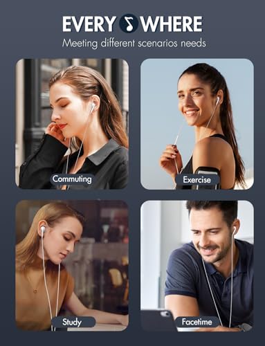 Antool Wired Earbuds, 【Ultra Clear Calls & no Noise】 Earbuds Wired for iPhone 14/13/12/11/XR/XS/X/8/7/SE/Pro/Pro Max/Support All iOS System【2 Pack】