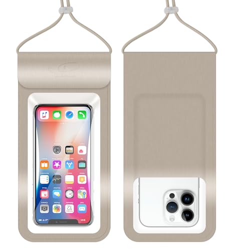 HiRui Universal Waterproof Phone Pouch with Touch Screen, IP68 Waterproof Phone Case Dry Bag for Beach, Compatible with iPhone 17/16/Pro/Plus/Max/15, Galaxy S24+/25+, Fits up to 6.9", Gold, X-Large - color: Gold, size: X-Large