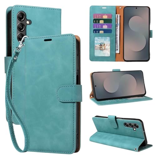 RFID Blocking for Samsung Galaxy S25 FE Case Wallet (Green) | 4 Card Slots, Soft PU Leather, TPU Inner Shell, Wrist Strap, Stand, Magnetic Folio Flip Cover, Shockproof Protective - color: Green