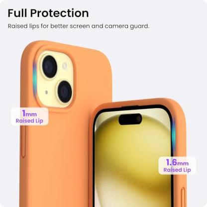 ORNARTO Compatible with iPhone 15 Case 6.1, Slim Liquid Silicone 3 Layers Full Covered Soft Gel Rubber Phone Case, Anti-Scratch Shockproof Protective Cover 6.1 Inch, Marigold - color: Marigold