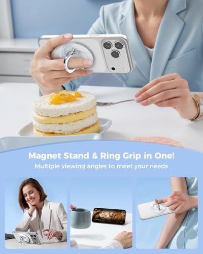 SUPERONE MagSafe Phone Grip, Magnetic Phone Ring Holder & Adjustable Stand - color: Glitter Silver