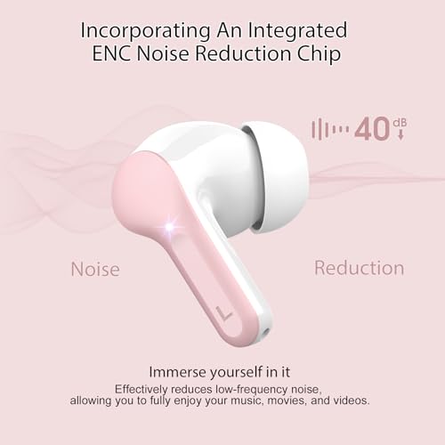 Wireless Earbuds, Bluetooth 5.4 Headphones HiFi Stereo, Bluetooth Earbuds - color: B-Pink