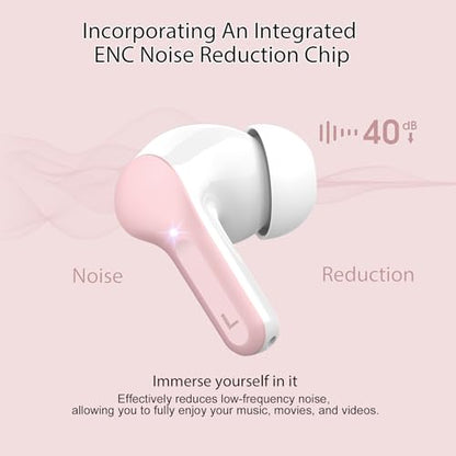 Wireless Earbuds, Bluetooth 5.4 Headphones HiFi Stereo, Bluetooth Earbuds - color: B-Pink