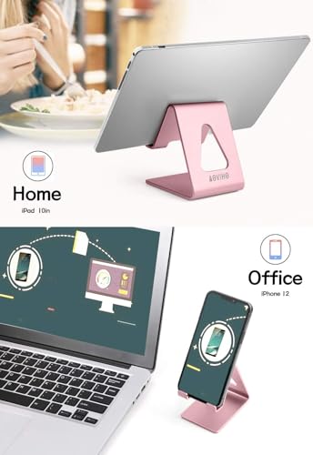 Aoviho Cell Phone Stand for Desk, Aluminum Phone Holder,Pink - color: Pink