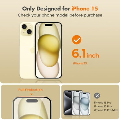 UNBREAKcable Privacy Screen Protector for iPhone 15, Full Coverage Shatterproof Tempered Glass [True 28°Anti Spy] [9H Hardness] [Easy Installation Frame] 2-Pack Private Screen for iPhone 15 - size: iPhone 15