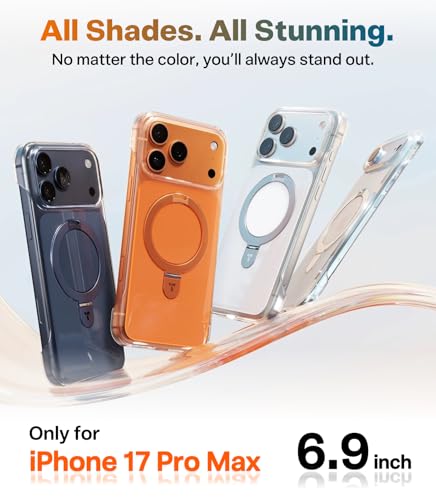 TORRAS Ostand Slim for iPhone 17 Pro Max Case Clear, Upgraded Magnetic Stand, Fit for MagSafe, Frameless with Thin Open-Edge Fit, Minimalist Phone Case for iPhone 17 Pro Max, 6.9'', Drop Protection - size: iPhone 17 Pro Max