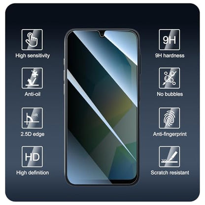 Privacy Screen Protector for Samsung A16/A26/A17, Anti-Spy Tempered Glass, Double Shatterproof 9H Hardness, Private Black Dark Protection, Anti-Scratch Impact Resistant Case-Friendly - 3 Pack - color: A16/A26/A17 Black