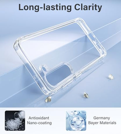 Vakaa Clear Case for Samsung Galaxy S23, Anti-Yellowing | Hard Back with Military-Grade Drop Protection, Wireless Charging Compatible - color: Transparent, size: S23