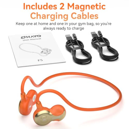 OHAYO Open Ear Headphones, Bluetooth 6.0 Air Conduction Sports Earbuds, 19g - color: Orange