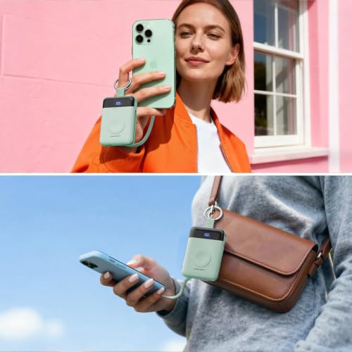 5000mAh Portable Charger w/Display,20W Power Bank&iWatch Charger - color: Green, size: 5000mAh