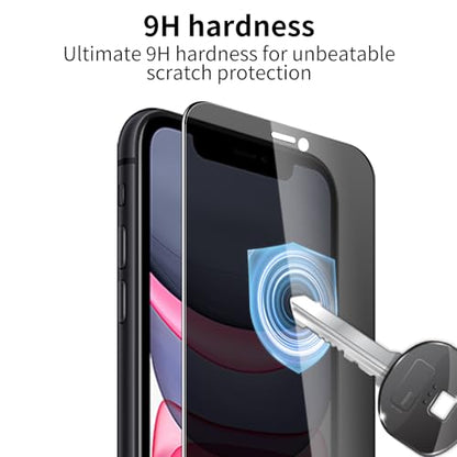 3 Pack Privacy Screen Protector for iPhone 11/ iPhone Xr 9H Hardness Double Shatterproof Anti-Spy Tempered Glass Film, Easy Installation, Case-Friendly - size: iPhone 11/ iPhone Xr