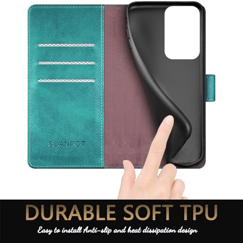 SUANPOT for Motorola Moto G Power 5G 2024 6.7" Wallet case with RFID Blocking Credit Card Holder,Flip Book PU Leather Protective Cover Women Men for Power 5G 2024 Phone case Blue Green - color: Blue Green
