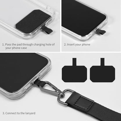 Phone Lanyard,Adjustable Crossbody Lanyard with Wrist Strap Black - color: Black