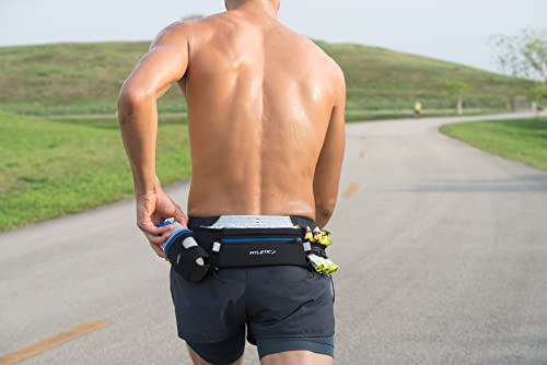 Fitletic Hydration Running Belt With 12oz Quick Flow Water Bottle For Men & Women –Race Belt, Gel Holder & Bib Toggles Patented Bounce Free Design, Water Resistant Fits All Phones –Fully Loaded - size: L/XL (35"-42")