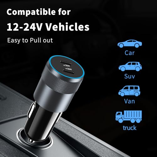 5 Pack 60W Dual USB C Car Charger Adapter for iPhone/Samsung/Google Pixel