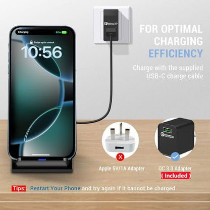25W Fast Wireless Charger,Wireless Charging Desktop Stand for iPhone Duo/18 - color: WIth Adapter