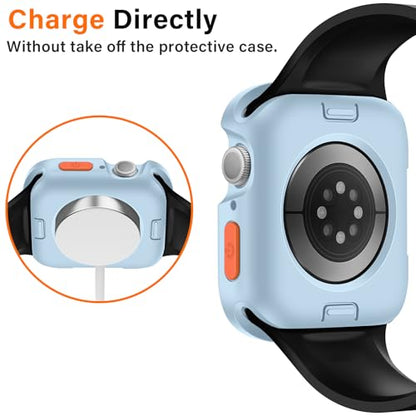 Amizee Rugged Case Compatible with Apple Watch Case Series 11/10 42mm, Soft TPU Shockproof Bumper Drop Proof Protective Cover Compatible with iWatch - Light Blue - color: Light Blue, size: 42 mm