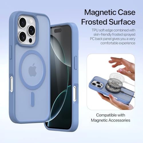for iPhone 16 Pro Case Wallet, Detachable Magnetic Wallet Case | Compatible with Magsafe, RFID Blocking, Zipper Card Holder, PU Leather Flip Folio Case, Strap Wallet Case, Phone Kickstand - color: Blue, size: iPhone 16 Pro