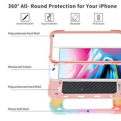 MARKILL Compatible with iPhone 8 Plus/6 Plus Case,iPhone 7 Plus case/iPhone 6S Plus Case 5.5 Inch with Ring Stand, Heavy-Duty Military Grade Shockproof Phone Cover. - color: Rainbow Pink, size: iPhone 8 Plus/iPhone 7 Plus/6S Plus/6 Plus 5.5"