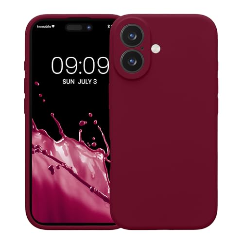 kwmobile Case Compatible with Apple iPhone 16 Case - Slim TPU Silicone Phone Cover - Soft Touch Finish - Rhubarb Red - color: Rhubarb Red, size: iPhone 16