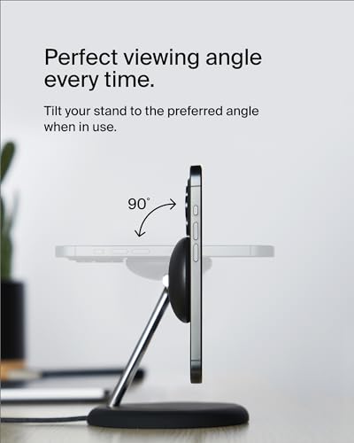 Belkin Qi2 15W Magnetic Wireless Charging Stand, 3 in 1 Fast Charger - color: Black