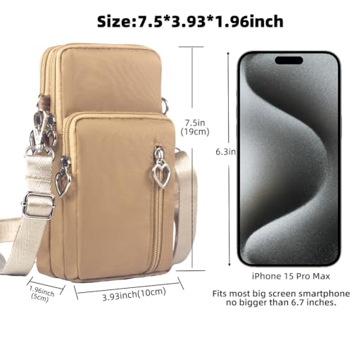 Small Crossbody Bag for Women - Mini Phone Purses with Crossbody Strap and Wallet - Nylon Arm Bag - color: A-khaki
