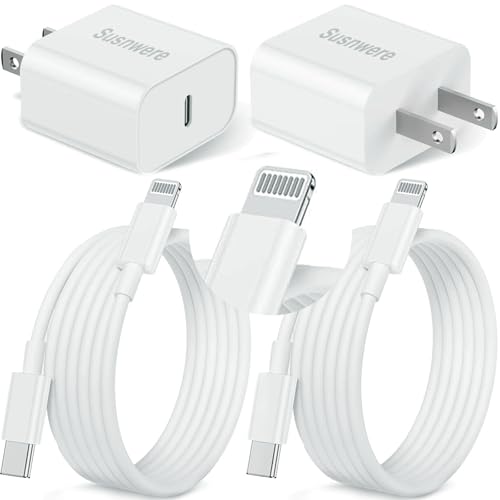 Susnwere 2Pack iPhone Charger Fast Charging,20W Fast PD USB C Wall Charger Adapter with 10Ft USB C to Lightning Cable Compatible for iPhone 14/14 Plus/14 Pro/14 Pro Max/13/ White - color: Grey, size: 10FT