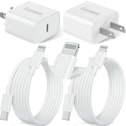 Susnwere 2Pack iPhone Charger Fast Charging,20W Fast PD USB C Wall Charger Adapter with 10Ft USB C to Lightning Cable Compatible for iPhone 14/14 Plus/14 Pro/14 Pro Max/13/ White - color: Grey, size: 10FT