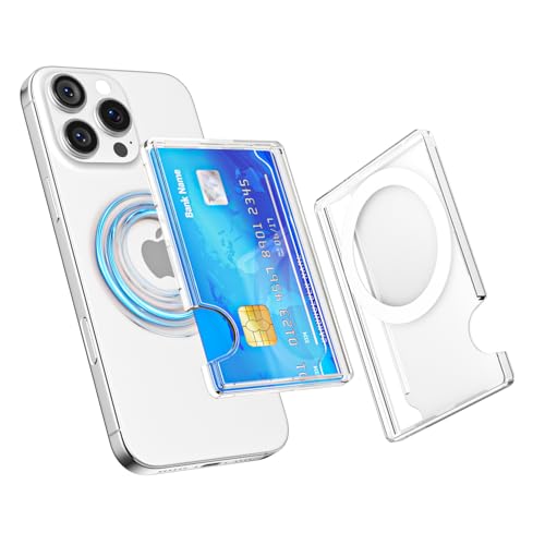 oakxco Magnetic Phone Wallet Stick On, Secure Phone Card Holder Compatible with Magsafe, Adhesive Pocket Sleeve ID Credit Card, Slim Thin Card Case, Compatible with Apple iPhone Samsung Pixel, Clear - color: Magnetic Matte Clear